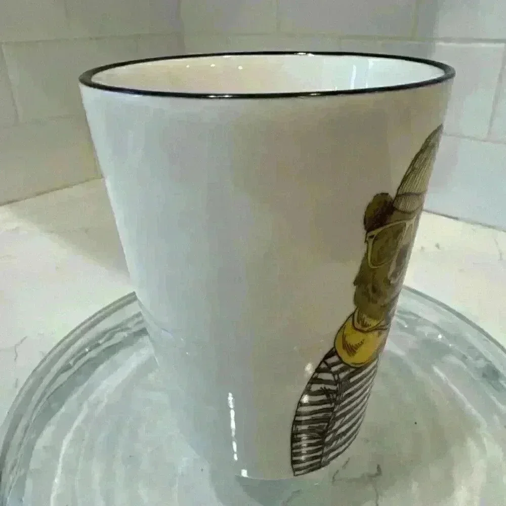 Hipster Brown Bear Mug Cup by Signature 16.5 oz. Big Yellow Glasses & Scarf - Picture 4 of 12